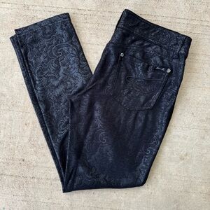 Seven7 Black Floral Paisley Pattern Stretch Jegging Jeans Pants Size 6 32"Waist